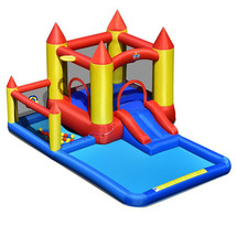 Inflatable Water Slide Castle Kids Bounce House with 480W Blower - Color: Multi - £341.94 GBP