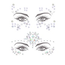 Star Face Stickers Crystdl Face Jewels Rhinestone Silver Rave Party Accessories  - £18.79 GBP