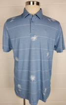Travis Mathew  Blue Pima Cotton Tropical Palm Striped Short Sleeve Polo ... - $23.76