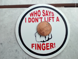 Small Hand made Decal Sticker WHO SAYS I DONT LIFT A FINGER - $5.86