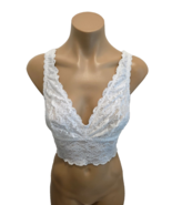 COSABELLA White Never Say Never Lace Curvy Plungie Longline Bralette - M... - $39.00