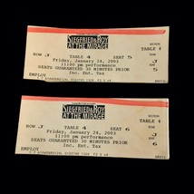 Siegfried &amp; Roy Lions &amp; Tigers The Mirage Lot Of (2) Ticket Stubs 01/24/03 5&amp;6 - £74.39 GBP