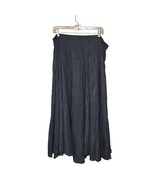 100% Silk Crinkle Maxi Skirt Black Lightweight Sheer EU44/46 US 12/14 Wh... - $29.17