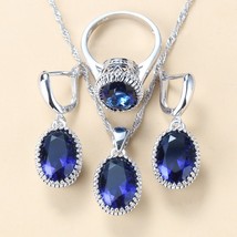 Wedding/Party Women Trendy Costume Silver Color  Jewelry Sets Sky Blue CZ Dangle - £34.40 GBP