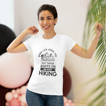 Vintage Comfort Women&#39;s Triblend Hiking Tee: Black White Hiking Boots Quote - £20.69 GBP+