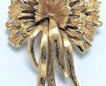 Vintage Monet Gold Tone Suburst Bow Brooch Pin Large 2.5 x 1.25&quot; Signed - $22.72
