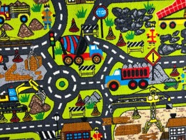 Xpressions Construction Zone Play Mat Rug Cement Garbage Dump Trucks 44”x31” - £17.29 GBP