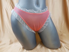 Plus size coral mesh panties, kawaii frilly panties perfect gift for bac... - $24.90