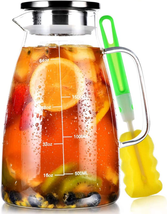 Aofmee Glass Pitcher, 68Oz Water Pitcher with Lid and Precise Scale Line, 18/8 S - £27.59 GBP