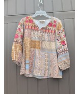 Savanna Jane 3/4 Sleeve Floral Embroidered Blouse Women&#39;s Size S Bohemian - $19.80