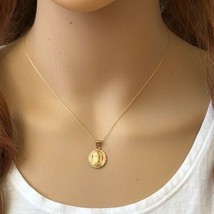 14K Solid Gold Virgin Mary DC Double Faced Pendant Dainty Necklace -Minimalist - £153.95 GBP+