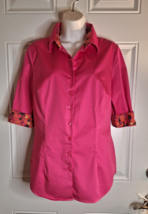 Women&#39;s Hawes &amp; Curtis Pink Short Sleeve Button-Down Semi-Fitted Top Blouse 14 - £12.49 GBP