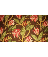 Thibaut Papaya Upholstery Fabric 1.27 Yds Brown Green Pink Tan Mauve Floral - £11.70 GBP