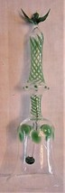 RARE Green/Clear Glass Bell with Green Bird on top 7 1/4&quot; - £43.14 GBP