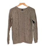 Gap Cable Knit Sweater Womens Size Large Tall Crew Neck Gray 100% Cotton - $360.68 MXN