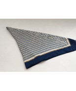 Silk scarve vintage scarf blue white WM Chelsea print head covering wrap - $19.75