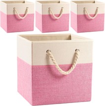 Prandom Large Foldable Cube Storage Bins 13X13 Inch [4-Pack] Fabric Linen - $45.96