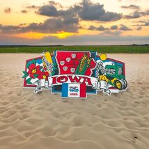 Iowa Spellout Birds Flowers Tractor Corn Rubber Souvenir Fridge Magnet - $11.87