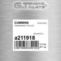 A211918 Crankshaft Pulley Fits Cummins (New Aftermarket) - $215.20