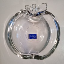 Vtg Apple Shaped Studio Nova Japan Labeled Clear Thick Glass Trinket Candy Nuts - £12.17 GBP