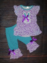 NEW Boutique Easter Bunny Rabbit Girls Tunic Ruffle Leggings Outfit Set - £4.39 GBP+