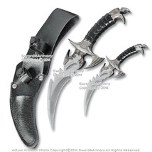 Twin Fantasy Dragons Daggers Short Blade Sword with Carrying Sheath - £9.38 GBP