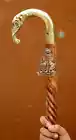 ELEPHANT BRASS HEAD HANDLE VINTAGE WOOD WALKING CANE STICK SPIRAL STYLE ... - $36.99