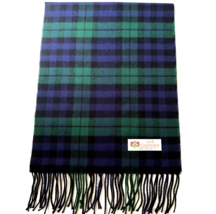 New 100% CASHMERE SCARF Made in England Soft Wool Wrap Plaid Green /Blac... - £7.60 GBP