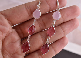 Starling Argent Rose &amp; Quartz Marquise Forme / Or/Rose Plaqué Boucles D&#39;Oreilles - £26.34 GBP+