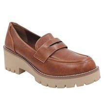 Aqua College Women Block Heel Lug Sole Penny Loafers Daria Size US 8M Cognac - £18.78 GBP