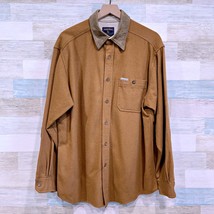 Woolrich Vintage Wool Flannel Shirt Brown Suede Elbow Patches USA Made Mens XL - £71.05 GBP