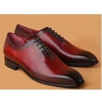 Handmade Men&#39;s Burgundy Oxford Dress Shoes, Men Genuine Leather Formal S... - £125.37 GBP+