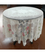 White Round Lace Floral Tablecloth Cover Home Wedding Party Decoration 70&quot; - $28.35 CAD