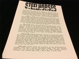 Press Kit Release Info Sheet 2 Pages Steel Horses Derek St. Holmes - $10.00