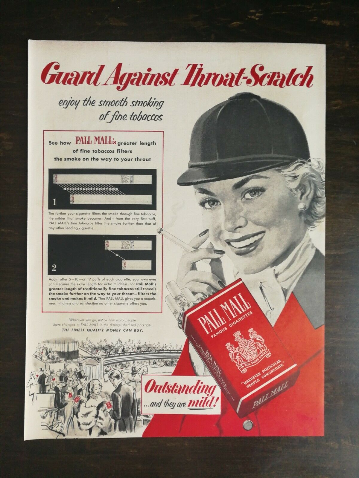 Primary image for Vintage 1952 Pall Mall Cigarettes Full Page Original Ad 1221