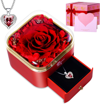 Mother&#39;s Day Gifts for Mom Her Wife, Preserved Red Real Rose with Necklace Etern - £46.75 GBP
