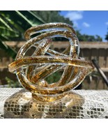 Murano? Orb Blown Art Glass Sculpture Amber Foil Gold Twisted Infinity K... - $918.22 MXN