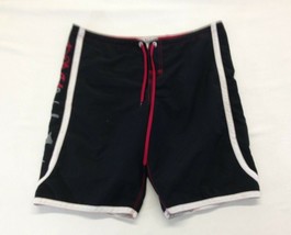 Quicksilver Board Shorts Men&#39;s Size Medium Black Red Swim Shorts - £8.41 GBP