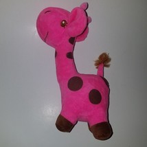 Hot Pink Giraffe Plush Lovey 9.5&quot; Stuffed Animal Toy Brown Spots - £15.78 GBP