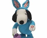 Peanuts Snoopy Plush Easter Bunny Blue Animated Sound Hops Hoppy Hallmark - £12.62 GBP