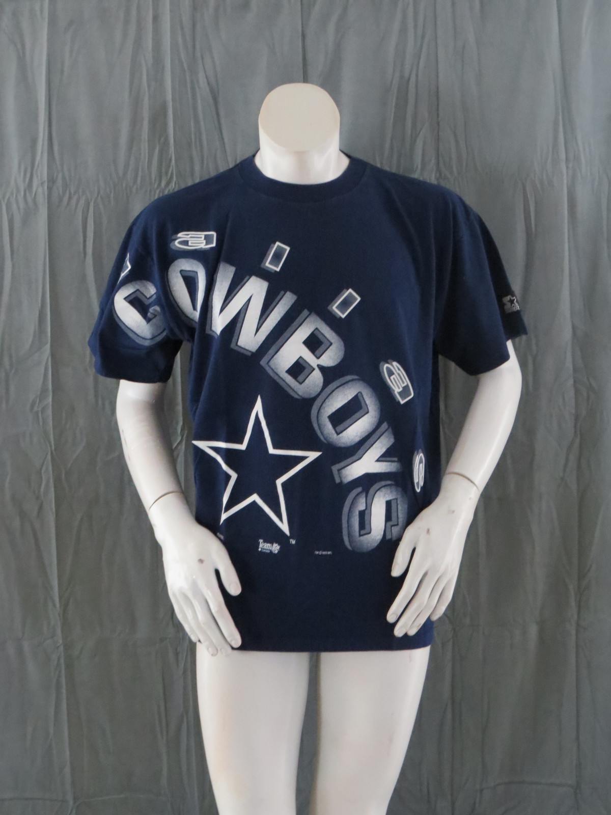 Primary image for Dallas Cowboys Shirt (VTG) -Front Big Script Graphic -By Starter - Men's Large
