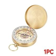 Stainless Steel Flip Compass Retro Pocket Compass EDC Outdoor Hiking Cam... - $13.57