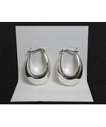 Oval Chubby Hoop Earrings 925 Sterling Silver, Handmade Women Puffed Ear... - £27.97 GBP+
