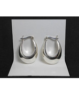 Oval Chubby Hoop Earrings 925 Sterling Silver, Handmade Women Puffed Ear... - €30,39 EUR+