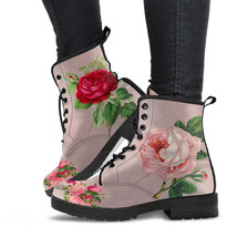 Combat Boots - Vintage Style Flowers #101 | Boho Shoes, Handmade Lace Up Boots,  - £73.03 GBP