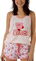Kirby Daisies Kanji Womens Racer Back Tank Top &amp; Dolphin Lounge Shorts Sleep Set - £23.94 GBP