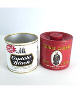 Set 2 Vintage Tobacco Canisters Captain Black &amp; Prince Albert 5&quot; T Adver... - $16.00