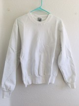 90&#39;s VTG FRUIT OF THE LOOM Sweatshirt M 50/50 USA Made Plain White Long ... - $28.45