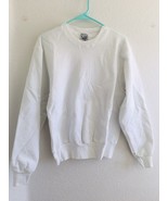 90&#39;s VTG FRUIT OF THE LOOM Sweatshirt M 50/50 USA Made Plain White Long ... - $28.45