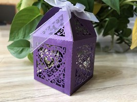 100pcs Pearl Purple Wedding Favor Boxes,Candy Gift Boxes,Bridal Treat Boxes - £27.11 GBP